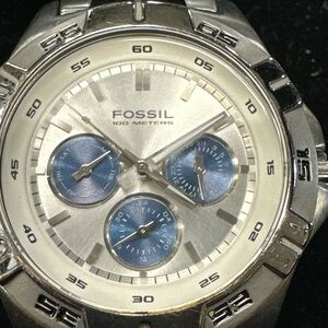 Fossil Blue Silver stainless steel water resistant men’s watch